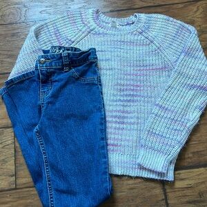 Cat & Jack Jeans & Sweater Set- Size 7/8